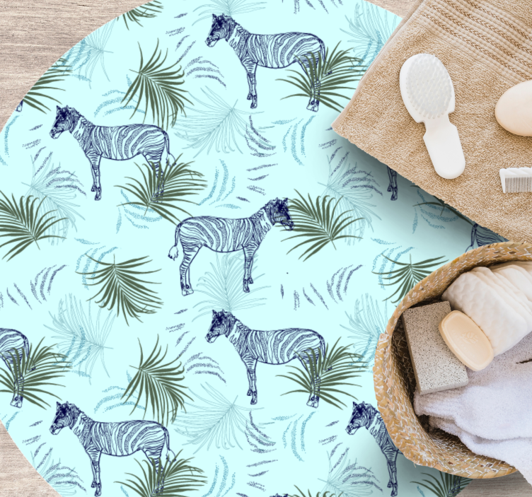 乙烯基地毯动物斑马与叶子 - TenStickers