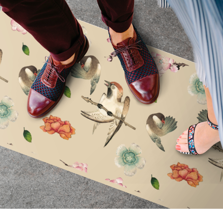 乙烯基地毯动物鸟与花 - TenStickers