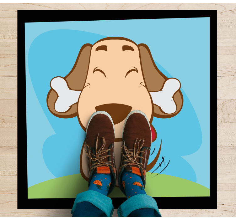 乙烯基地毯动物快乐的狗与骨头 - TenStickers