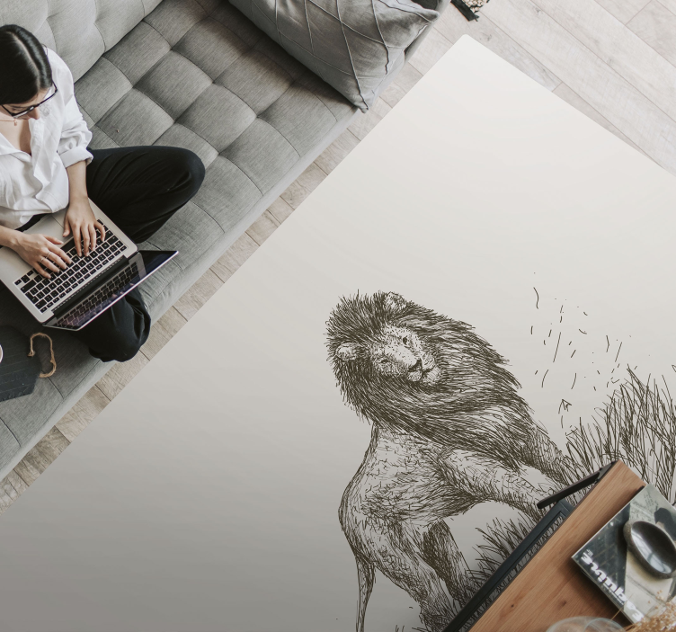 乙烯基地毯动物雄伟狮子倒影 - TenStickers