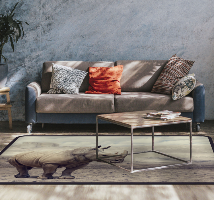 乙烯基地毯动物雄伟犀牛场景 - TenStickers