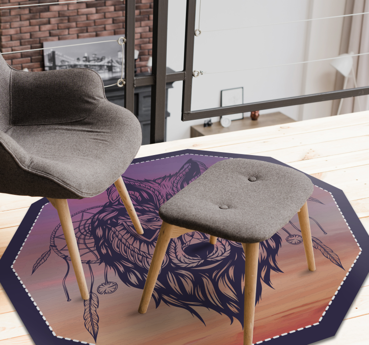 乙烯基地毯动物 八角形狼插图 - TenStickers