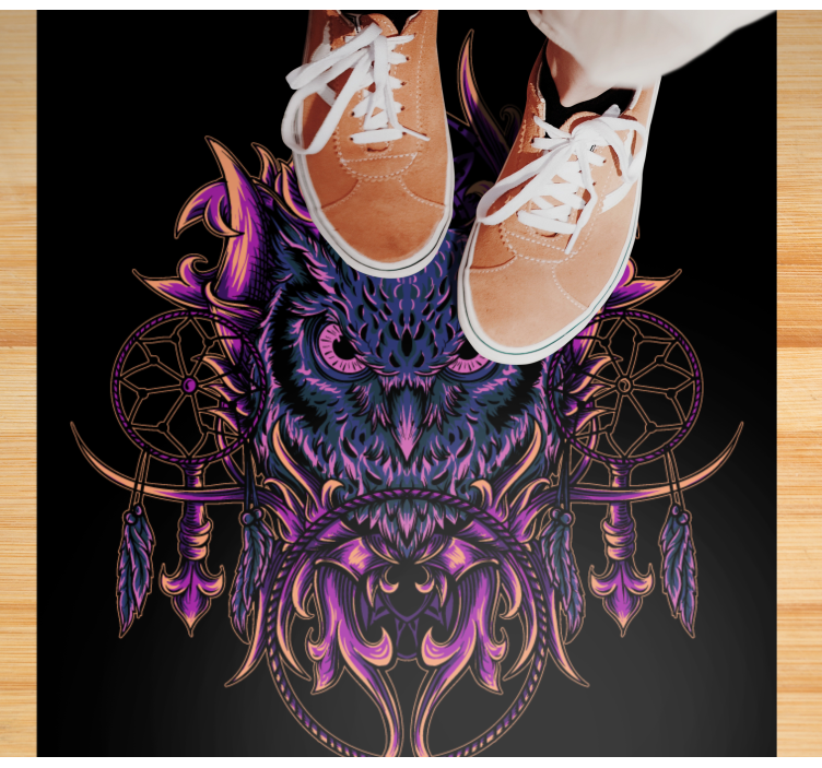 乙烯基地毯动物猫头鹰捕梦网艺术 - TenStickers