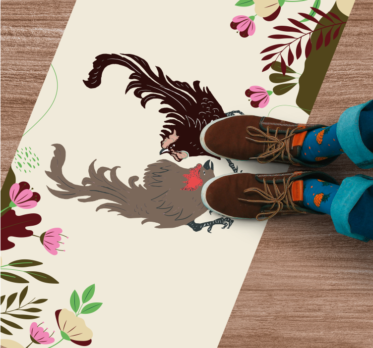 乙烯基地毯动物 鸽子花卉场景 - TenStickers