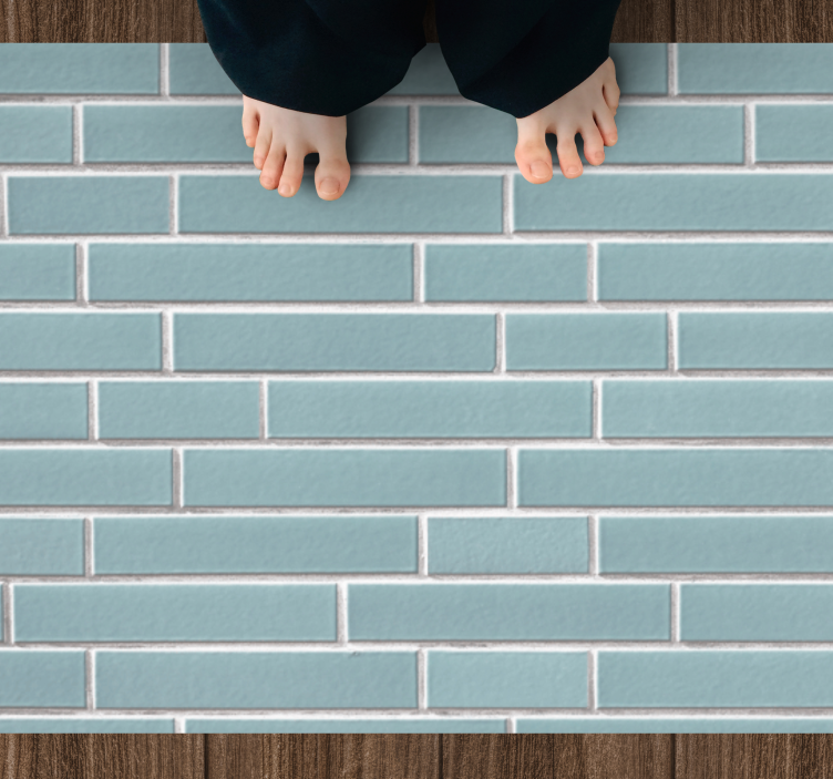 乙烯基地毯浴室 蓝色砖块图案 - TenStickers