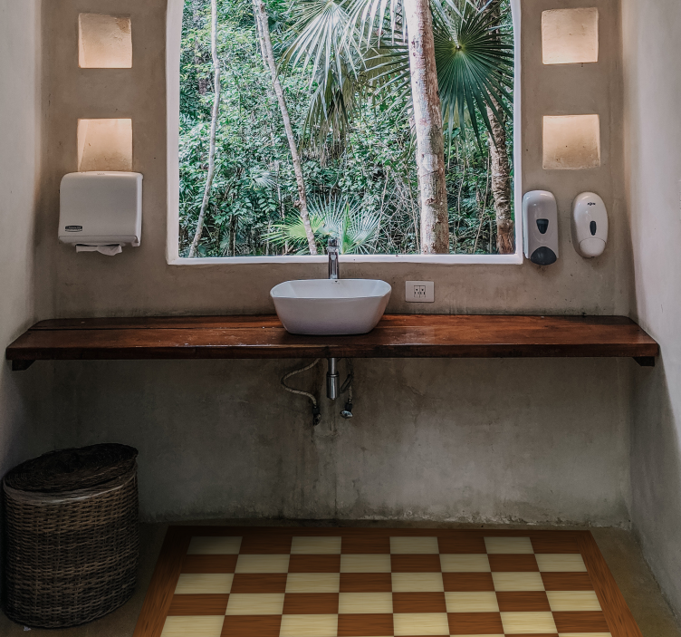 乙烯基地毯浴室 棋盘浴室 - TenStickers