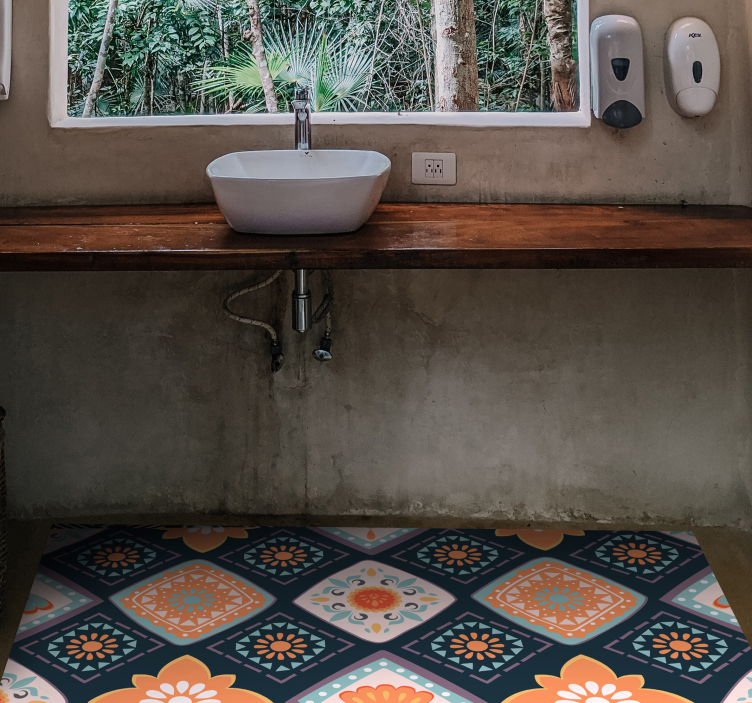 乙烯基地毯浴室生动花卉设计 - TenStickers