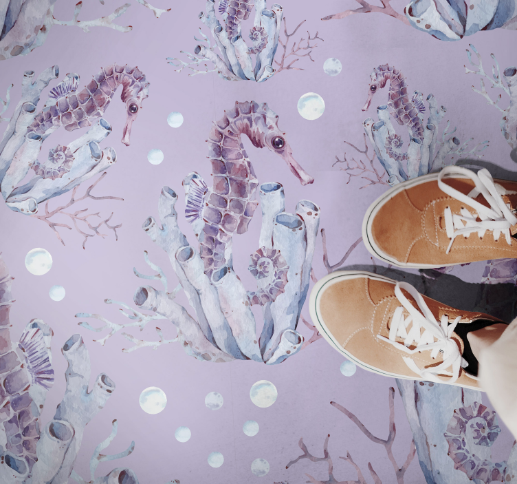 乙烯基地毯浴室海马珊瑚设计 - TenStickers