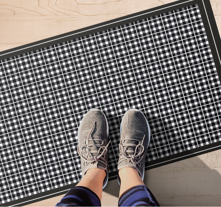 卧室乙烯基地毯格纹灰色图案 - TenStickers