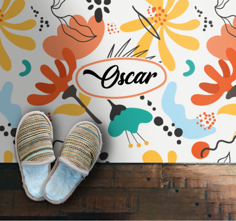 卧室乙烯基地毯定制抽象花卉图案 - TenStickers