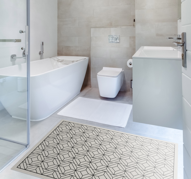 黑白方格图案几何地毯 - TenStickers