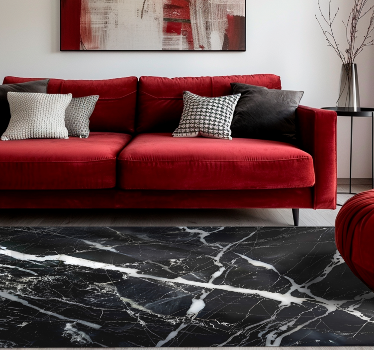 乙烯基地毯黑色白色调大理石 - TenStickers