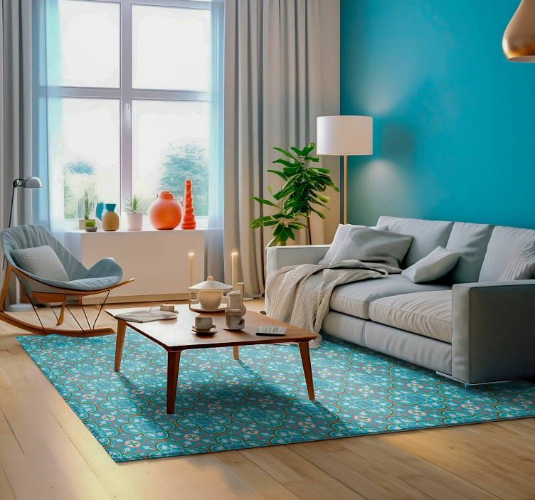 乙烯基复古地毯 蓝色液压瓷砖 - TenStickers