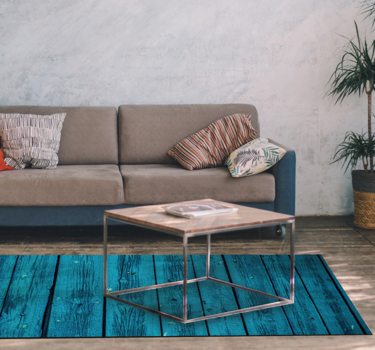 蓝色木乙烯基木地板 - TenStickers