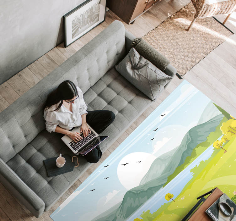 卡通山风景乙烯地毯 - TenStickers