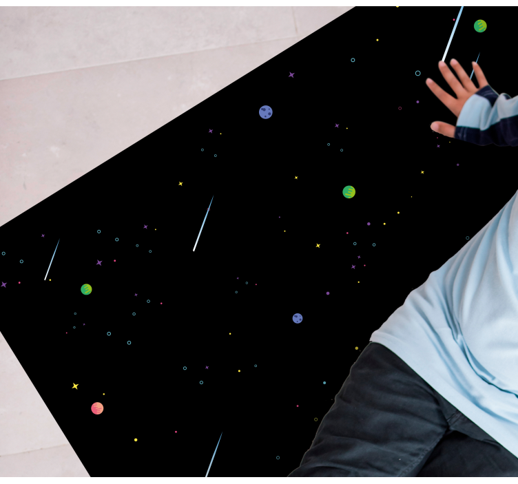 带有流星星星乙烯基地毯的卡通空间 - TenStickers