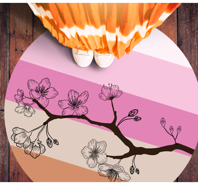 樱花条纹图案花卉地毯 - TenStickers