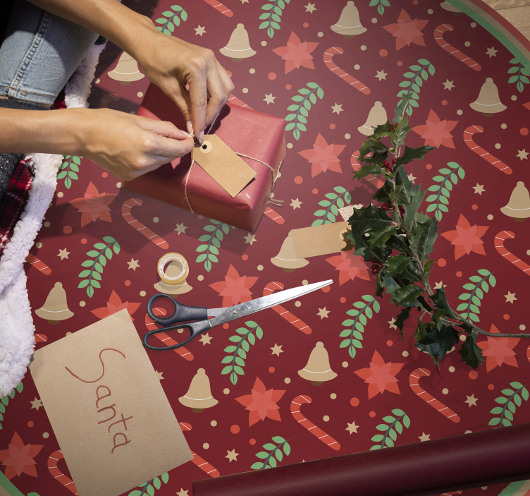 圣诞糖果图案红色乙烯基地毯 - TenStickers