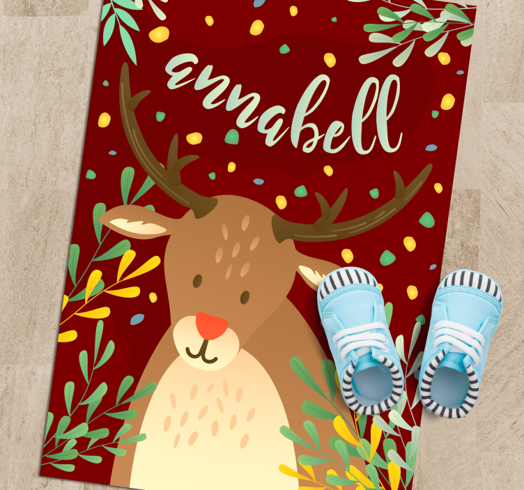 乙烯基地毯圣诞定制名字的驯鹿 - TenStickers
