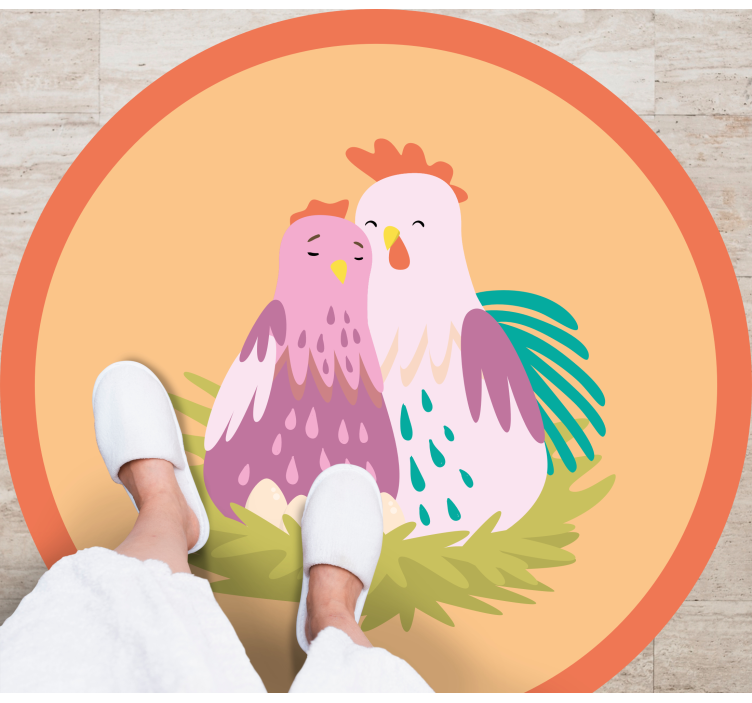 圆形乙烯基地毯迷人的羽毛朋友 - TenStickers