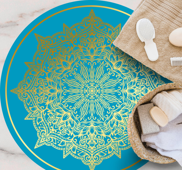 圆形乙烯基地毯与复杂曼荼罗艺术 - TenStickers