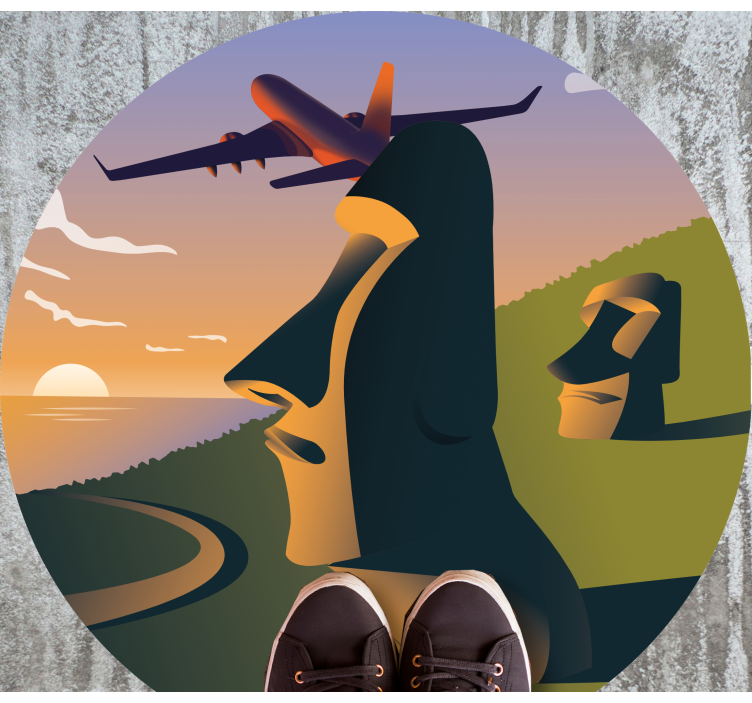 圆形乙烯基地毯复活节岛日落 - TenStickers