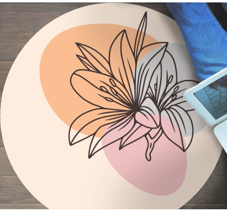 圆形乙烯基地毯百合花卉装饰 - TenStickers