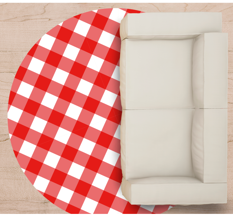 圆形乙烯基地毯 红色方格图案 - TenStickers