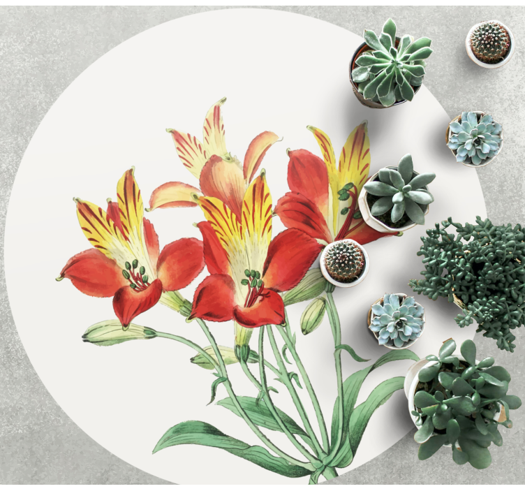 多彩的百合花在一起的花卉乙烯地毯 - TenStickers