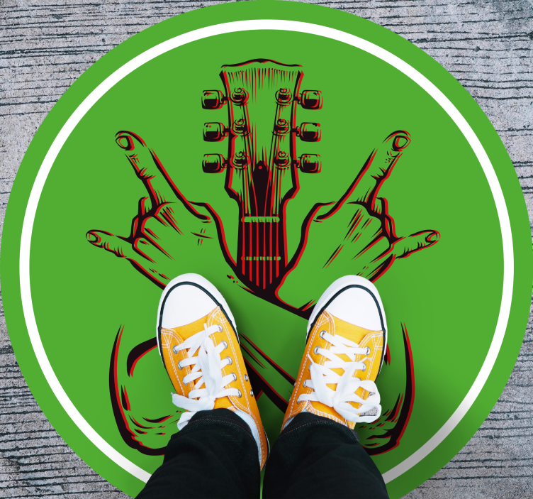 交叉手标志摇滚卧室地毯 - TenStickers