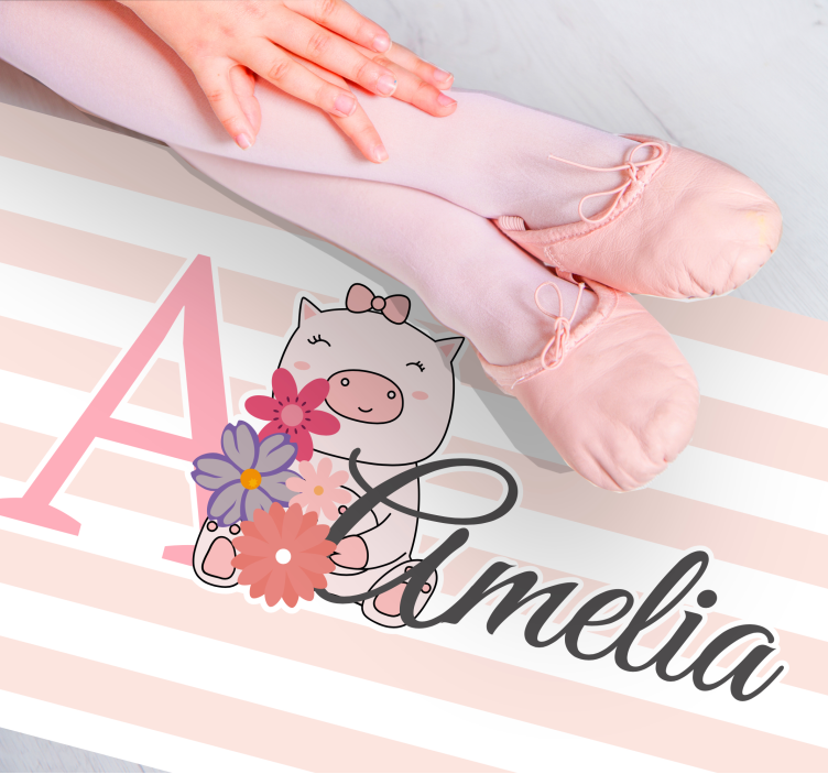 乙烯基地毯名称可爱小猪插图 - TenStickers