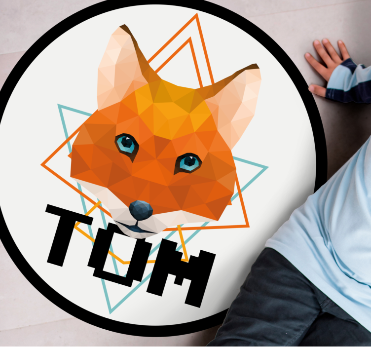 乙烯基地毯名称 几何狐狸圆圈 - TenStickers