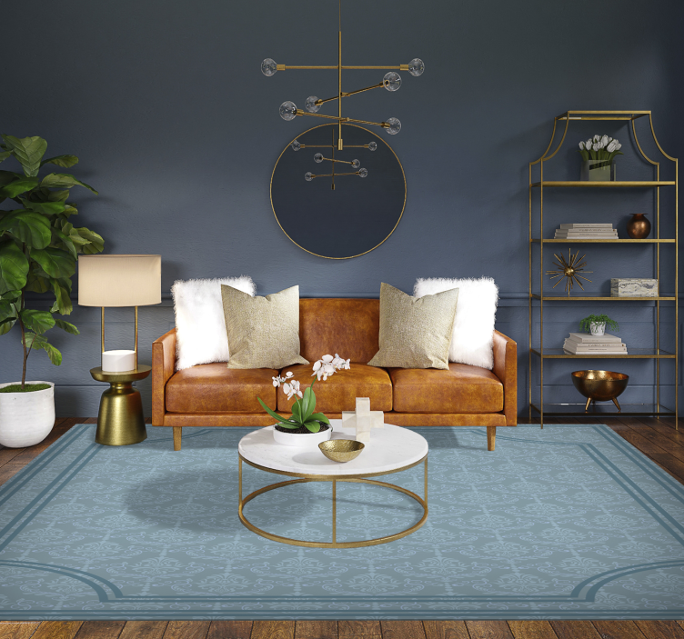 乙烯基地毯饭厅柔和蓝色巴洛克风格 - TenStickers