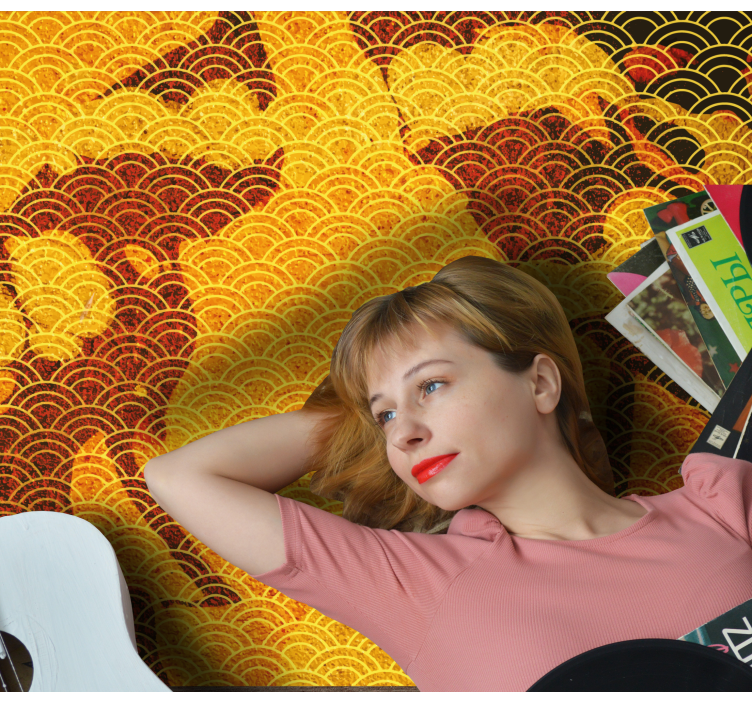 优雅的金色质感客厅地毯 - TenStickers