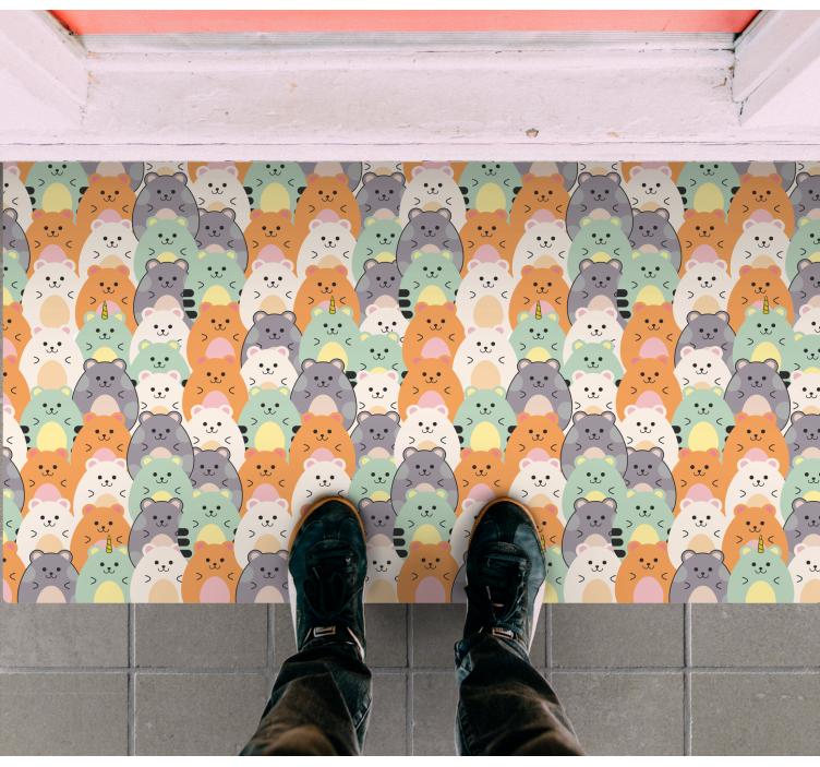 乙烯基地毯入口大厅可爱动物表情 - TenStickers