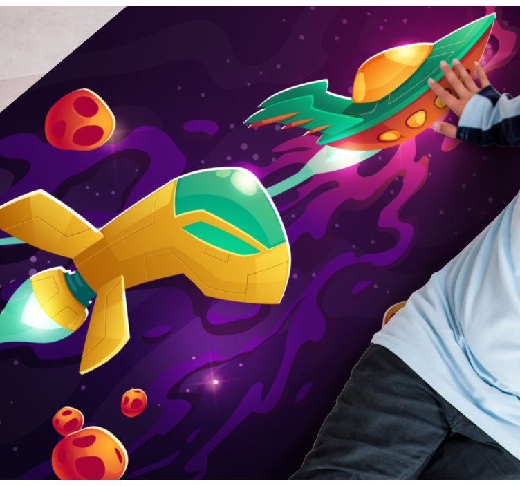 漂浮的太空石和飞船的星际地毯 - TenStickers