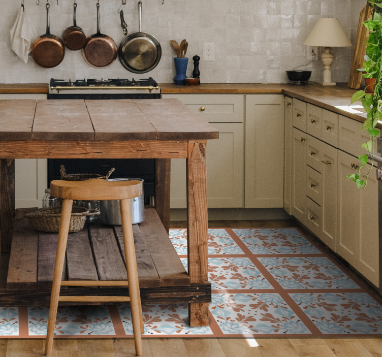 花卉地中海瓷砖地毯 - TenStickers