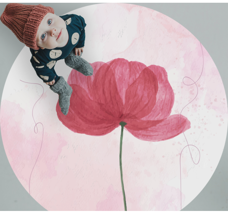 乙烯基花草地毯水彩罂粟花设计 - TenStickers