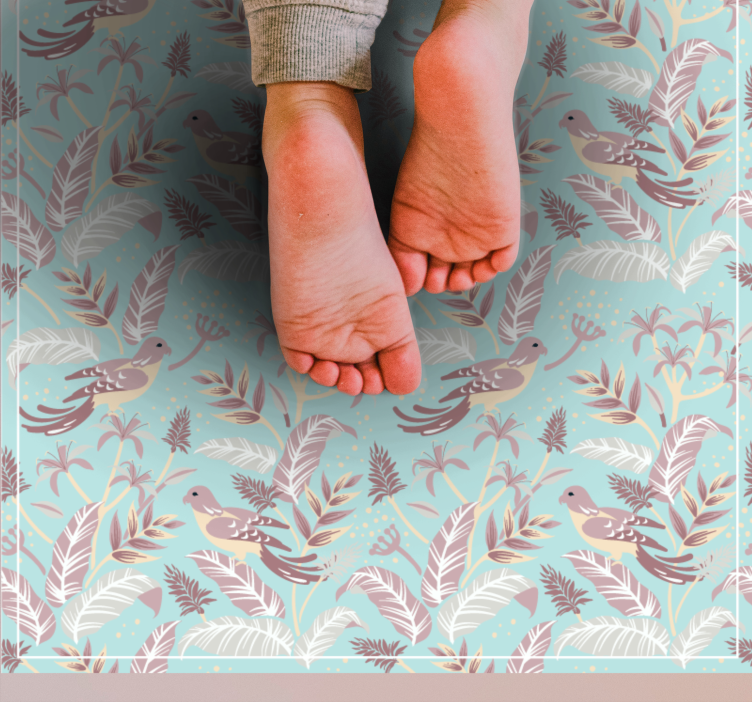 乙烯基花草地毯 植物鸟类图案 - TenStickers