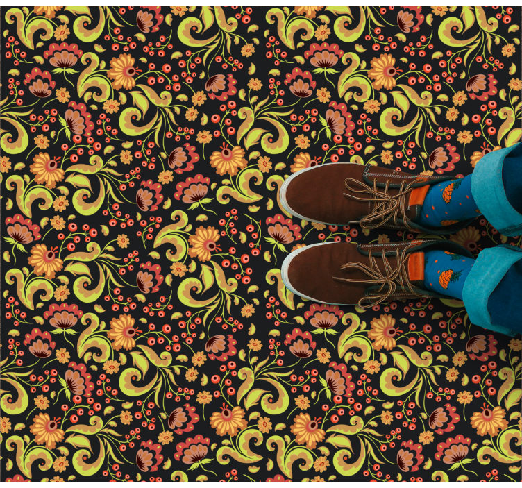 乙烯基花草地毯植物旋转图案 - TenStickers