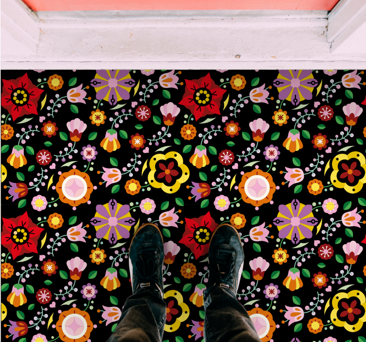 乙烯基花草地毯明亮植物插图 - TenStickers