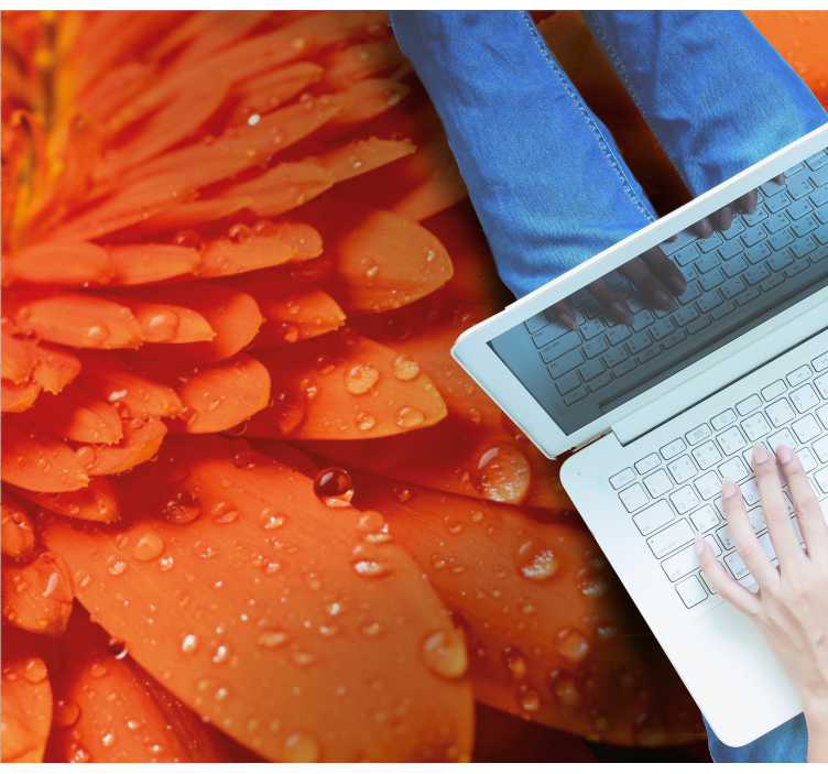 乙烯基花草地毯明亮橙色花瓣 - TenStickers