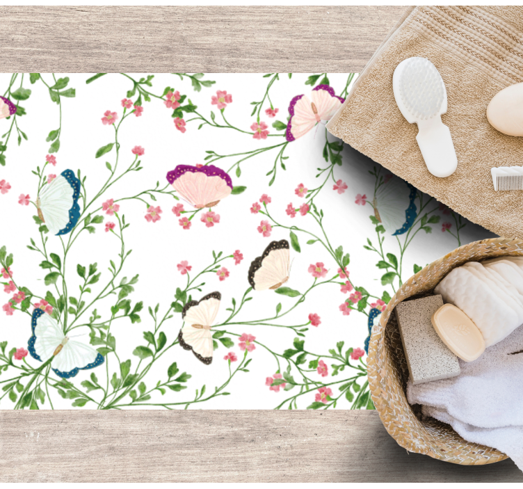 乙烯基花草地毯蝴蝶图案 - TenStickers