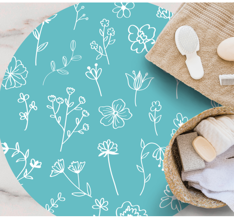 乙烯基花草地毯优雅插图 - TenStickers