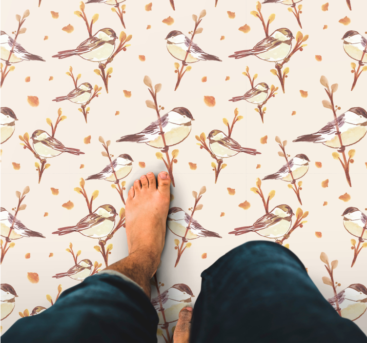 乙烯基花草地毯迷人的鸟类图案 - TenStickers