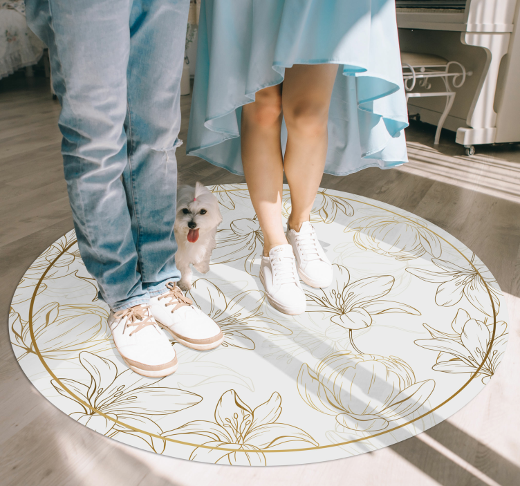 乙烯基花草地毯 花卉圆圈图案 - TenStickers