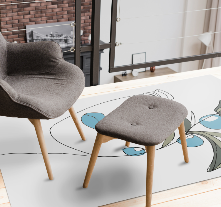 乙烯基花草地毯 花卉线条艺术 - TenStickers