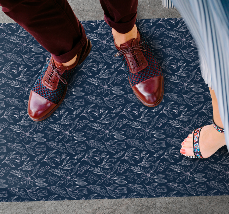 乙烯基花草地毯 花卉海军优雅 - TenStickers