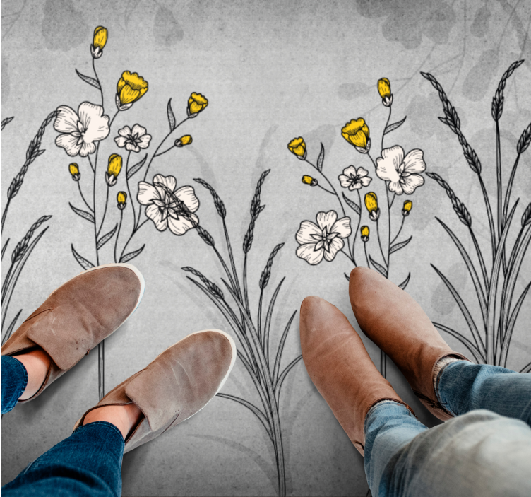 乙烯基花草地毯 花卉草图细节 - TenStickers