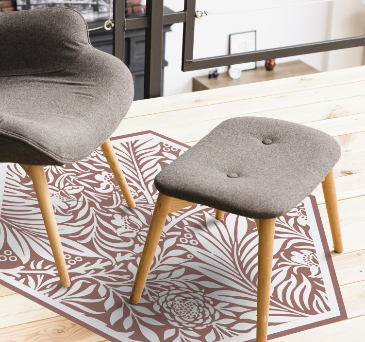 乙烯基花草地毯 花对称六边形 - TenStickers